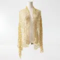 Gold sequin mesh shawl for women, sparkling evening party tassel wrap cape scarf accessory. - A08