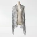 Elegant black sequin mesh tassel shawl for women evening party and formal dress wear. - A09