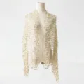 Elegant gold sequin mesh wrap shawl for evening party wear and special occasions fashion. - A10