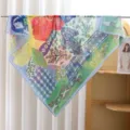 French vintage floral print large square scarf, silk cotton sun protection shawl for summer. - #5