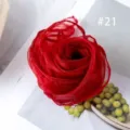 Solid color red chiffon rose scarf variant, versatile small square organza scarf for kids stage. - 21#