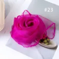 Solid color chiffon square scarf shaped like a rose, vibrant candy pink hair or decor accessory. - 23#