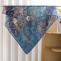 Vintage floral print square scarf for women, elegant lightweight silk-cotton shawl. - Style #8