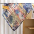 French vintage art print square scarf lightweight polyester cotton scarf summer shawl - Style #9