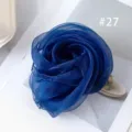 Solid color chiffon square scarf, versatile blue gauze headwear for women and kids stage show. - 27#