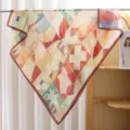 French retro geometric print square scarf, versatile summer sun protection silk scarf. - Style #11