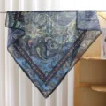 French vintage paisley print square scarf, lightweight sun protection shawl for summer. - Style 12