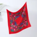 Retro Red Peony Floral Print Square Scarf Ethnic Style Women Scarf Shawl Headwear - 5# Red