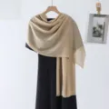 Beige Slub Long Scarf Solid Color Elegant Shawl Casual Versatile Women's Accessories - Light Khaki