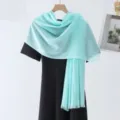 Lightweight mint green bamboo texture long scarf and shawl for women, comfortable daily wear. - Mint Green