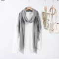 Solid color cotton linen scarf for women, classic casual grey shawl wrap for daily wear. - Gray