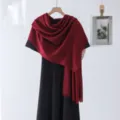 Solid red slub long scarf lightweight breathable casual fashion shawl for women daily wear - Red