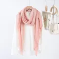 Écharpe en coton et lin rose châle femme décontracté polyvalent foulard léger accessoire - Rose