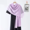 Solid color slub long scarf minimalist breathable casual versatile lavender shawl for daily wear - Light Purple