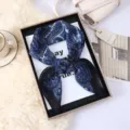 Vintage blue paisley print small square silk scarf for women, elegant fashion neckerchief. - 3#