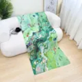 Green watercolor tie-dye scarf shawl, elegant abstract print women multi-purpose fashion accessory. - 3#