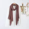 Écharpe châle unie en lin et coton pour femme style décontracté classique foulard léger élégant - Brun Foncé