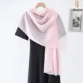 Solid pink slub long scarf minimalist comfortable breathable lightweight shawl for daily wear - Pink
