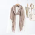 Écharpe unie en lin pour femme châle léger polyvalent élégant foulard de cou mode - Kaki