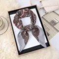 Vintage paisley print silk feel square scarf for women, elegant neckerchief and hair band. - 9#
