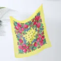 Vintage floral print yellow square scarf women fashion ethnic neckerchief shawl wrap - 14# Bright Yellow