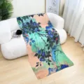 Watercolor floral print long scarf shawl elegant blue green art fashion neck wrap - 19#