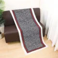 Satin polyester long scarf featuring a chic black and white leopard print with red borders. - 7#