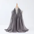 Écharpe longue femme unie gris style lin coton foulard élégant mode accessoire chic - 9# Gris Moyen