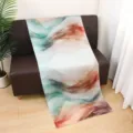 Elegant watercolor print long satin scarf for women, soft lightweight polyester shawl wrap. - 8#