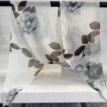 Elegant floral chiffon long scarf gradient ribbon neckerchief for women fashion accessory - 20x160cm / White Peony Brown Leaf