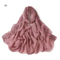 Solid color chiffon embroidered lace long scarf women summer sun protection shawl versatile - Pink Purple