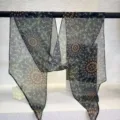 Gradient chiffon long scarf elegant floral print diagonal ribbon neckerchief accessory. - 20x160cm / Sun Orange Black