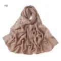 Plain chiffon embroidered lace edge long scarf women lightweight summer shawl hijab #11 - Dark Gray
