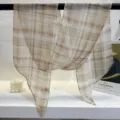Eleganter beiger karierter langer Band-Schal für Damen, schickes Schrägdesign für Stylen. - 20x160cm / Karostreifen Kaki