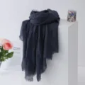 Dark blue solid color bubble scarf lightweight casual shawl breathable sun protection wrap - Dark Blue