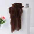 Solid color crinkle scarf lightweight travel shawl breathable sun protection wrap for women. - Dark Brown