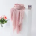 Pink solid color bubble scarf lightweight breathable sun protection shawl for women travel daily wear - Pink