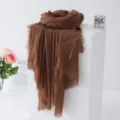 Brown solid color crinkled scarf lightweight travel shawl sun protection wrap accessory - Dark Brown