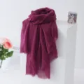 Solid color crinkle bubble scarf lightweight shawl for women fashion sun protection wrap - Dark Purple Red