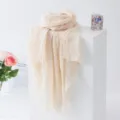 Solid color crinkled bubble scarf lightweight breathable sun protection shawl for women daily wear - Apricot
