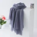 Solid color bubble scarf lightweight shawl sun protection anti-UV versatile fashion drape - Grey Blue