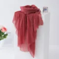 Solid color bubble scarf thin shawl sun protection breathable casual wrap for women daily wear - Dark Red