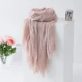 Solid color bubble scarf lightweight shawl thin sun protection wrap warm pink accessory - Pink