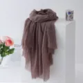 Solid color bubble scarf lightweight shawl summer sun protection wrap casual brown scarf - Brown