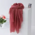 Solid color bubble scarf for women, stylish fringe shawl, lightweight sun protection wrap. - Dark Red