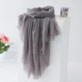 Solid grey crinkled scarf, lightweight travel shawl and breathable sunshade wrap for women. - Gray