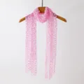 Pink sequin mesh long scarf, lightweight hollow out tassel scarf for women fashion accessory. - 170x38cm / Pink