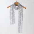 Silver sequin hollow fringe long scarf for women, elegant shimmering party accessory. - 170x38cm / Silver
