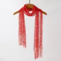 Red sequin fringe hollow scarf, stylish women long decorative knitted wrap variant for daily wear. - 170x38cm / Red