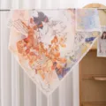 French vintage print large square scarf, soft polyester silk cotton summer shawl 110cm. - Style 18